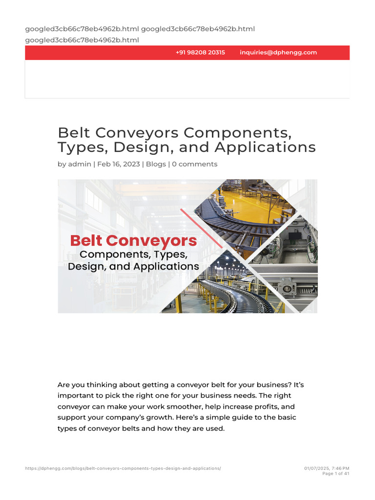 Belt Conveyor Components and Design Guide | PDF | Belt (Mechanical ...