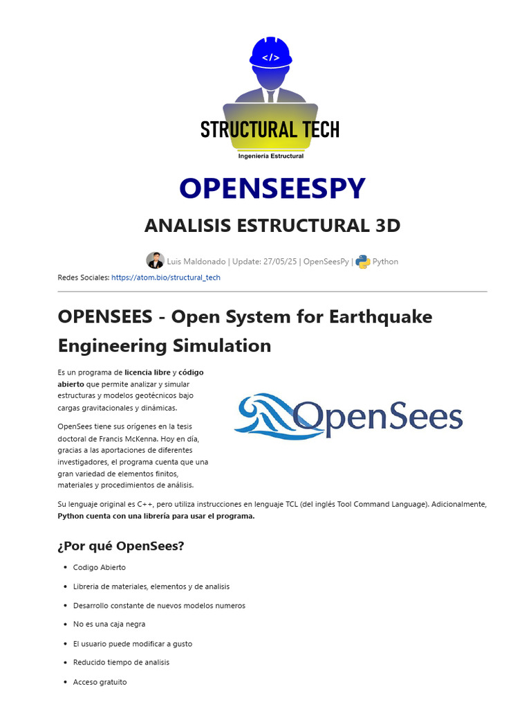 Qué es OpenSeesPy y su uso | PDF