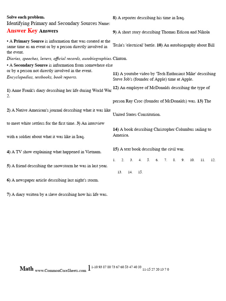 Primary and Secondary Sources 1 | PDF