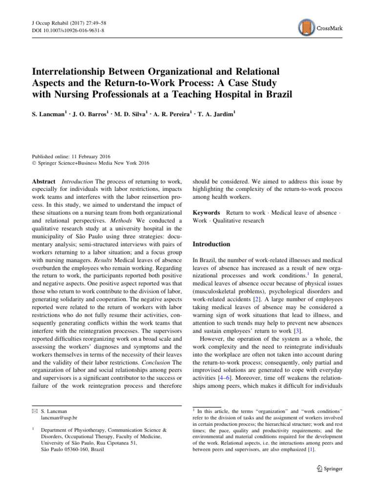 11 Interrelationship Between Organizational and Relational Aspects and ...