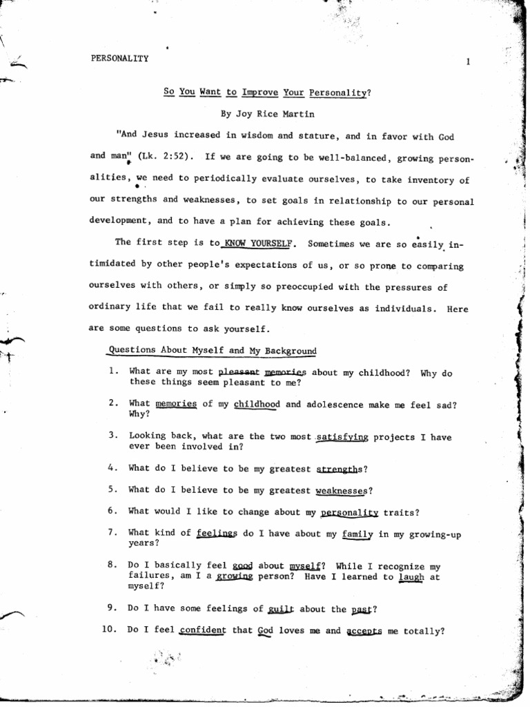 Personality - Joy Rice Martin | PDF