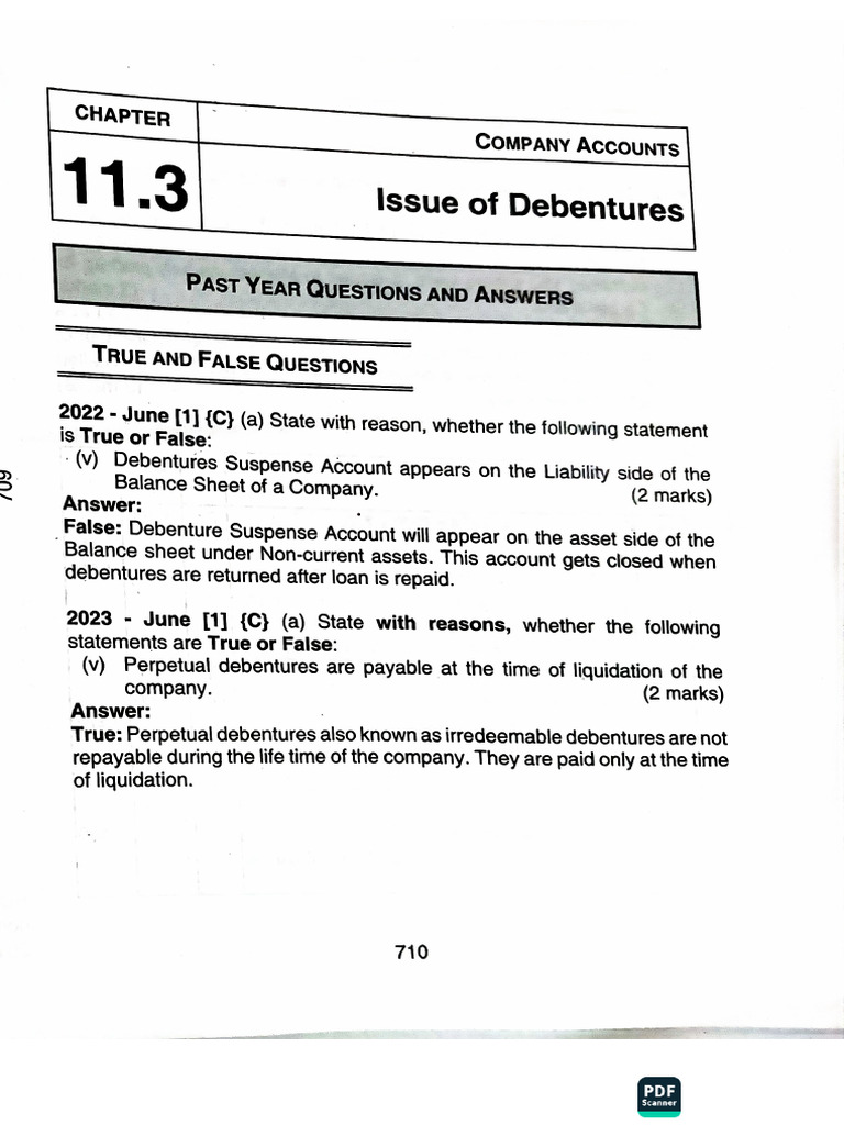 Issue Of Debentures Pyq Pdf