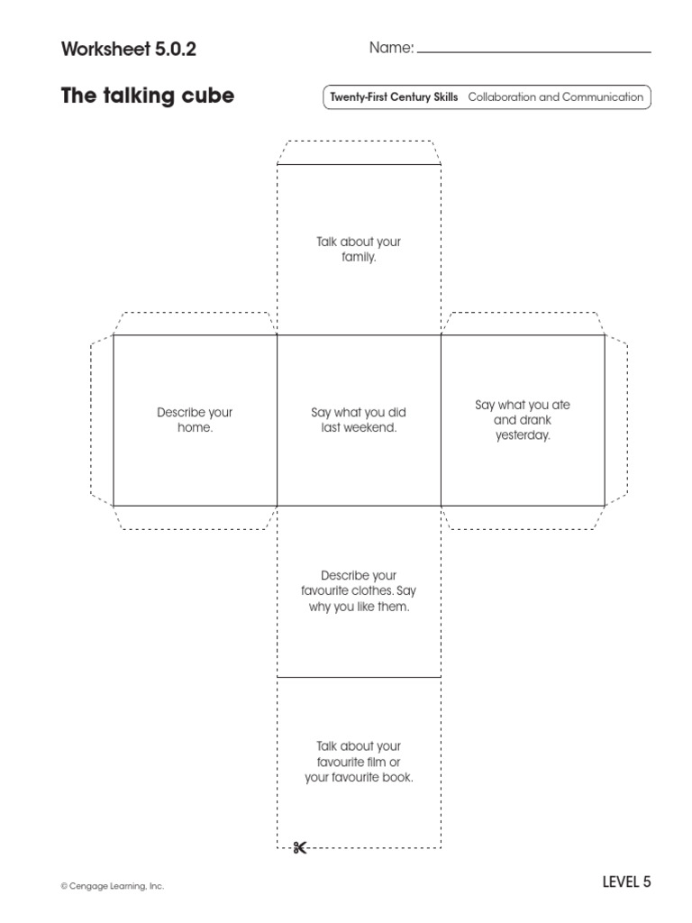 Talking Cube Worksheet for Communication Skills | PDF