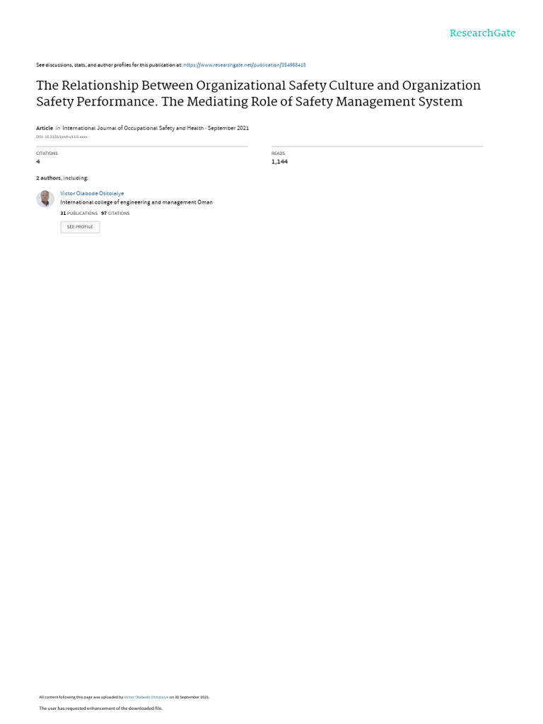 Safety Culture's Impact on Performance | PDF | Cronbach's Alpha ...