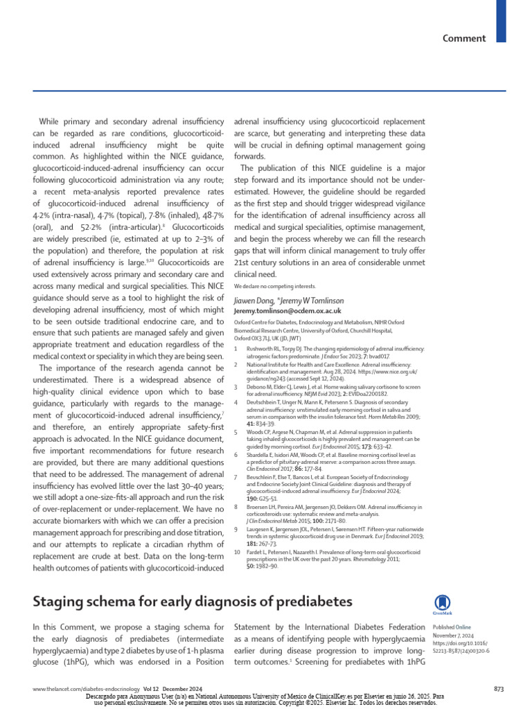 Staging Schema For Early Diagnosis of Prediabetes, 2024 | PDF ...