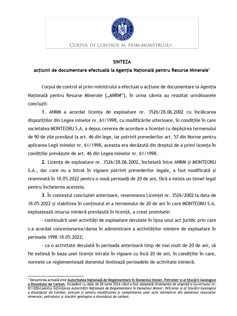 Sinteza ANRM 2025 | PDF