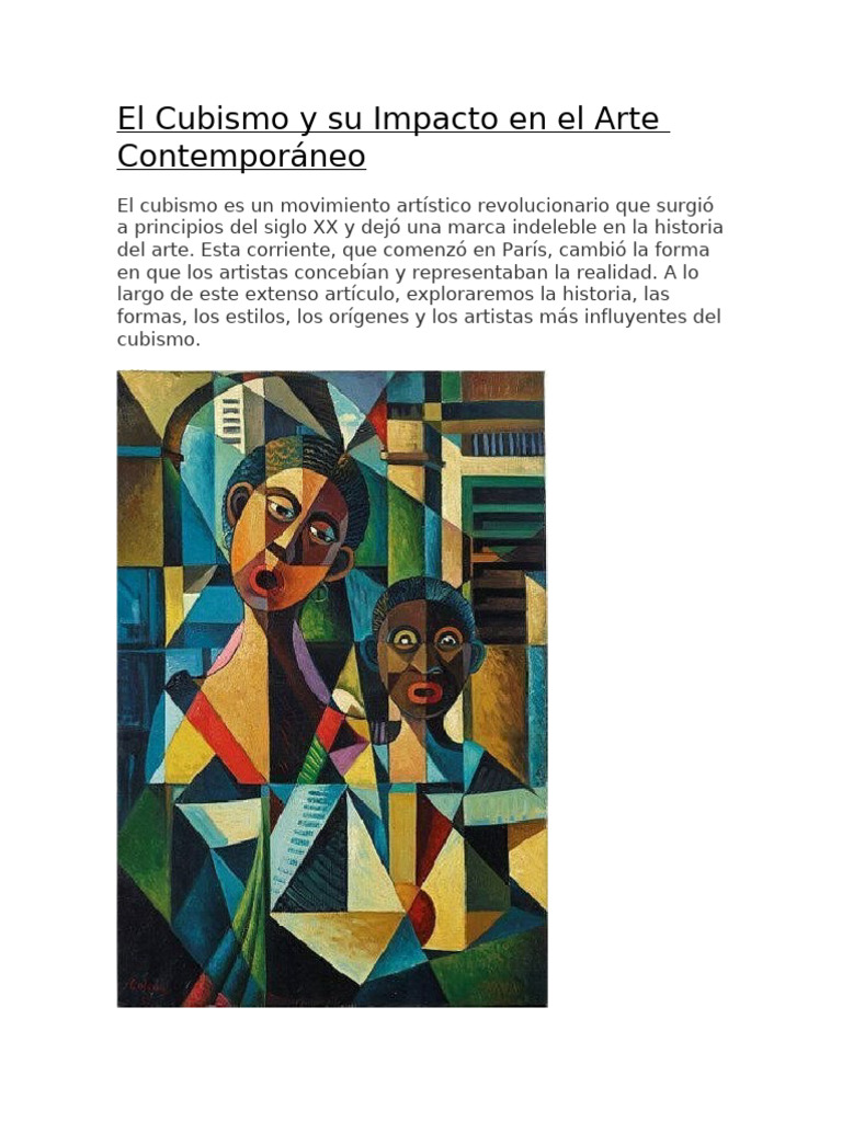 Impacto del Cubismo en el Arte Contemporáneo | PDF | Cubismo | Arte ...