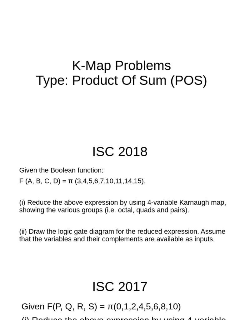 K-Map POS Problems and Solutions | PDF | Mathematical Logic ...
