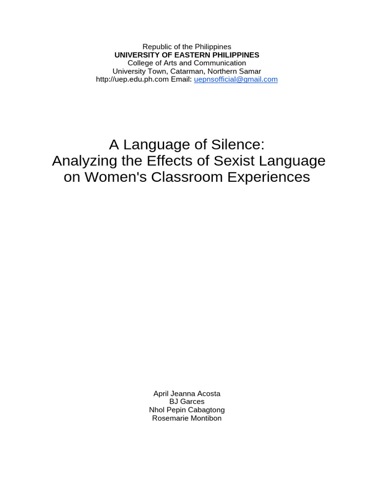 Effects of Sexist Language in Classrooms | PDF | Sexism | Gender