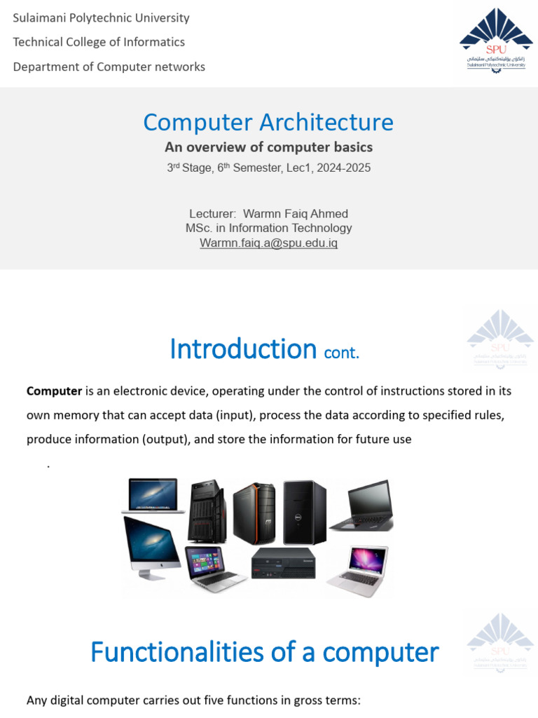 Overview of Computer Architecture | PDF | Computer Data Storage | Input ...