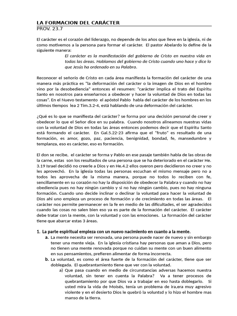 Formación del Carácter en el Liderazgo | PDF | Cristo (título ...