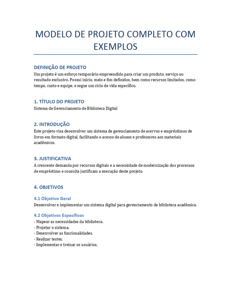 Modelo Projeto Completo Exemplos | PDF | Tecnologia da Informação ...