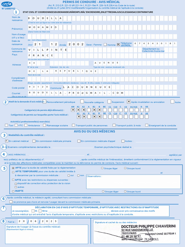 Avis médical pour permis de conduire PDF — free download