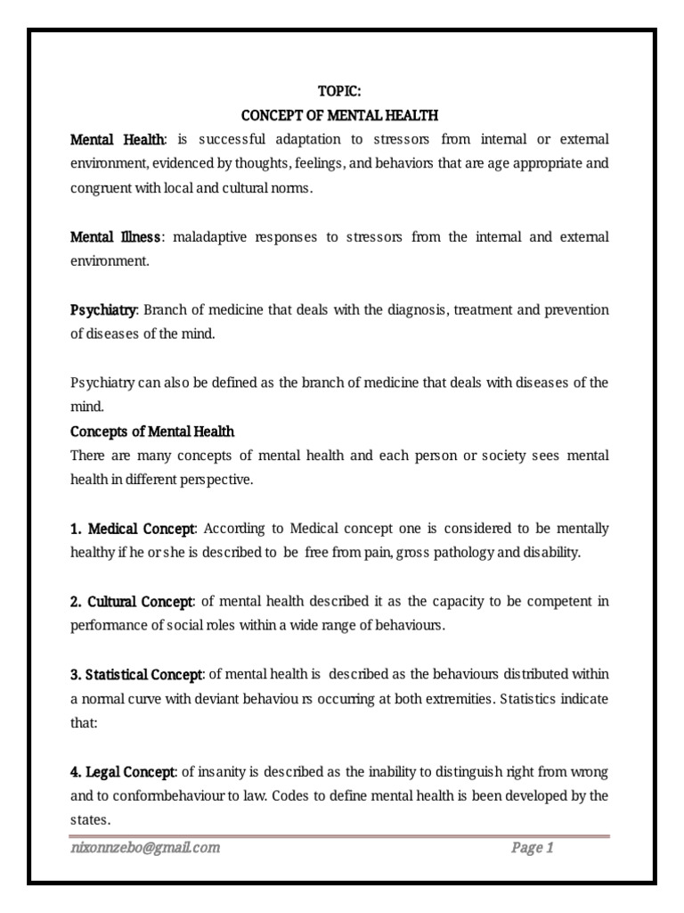 Understanding Mental Health Concepts | PDF