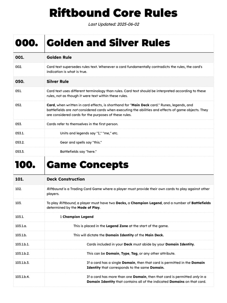 Riftbound Core Rules 1.1 Overview | PDF | Playing Cards