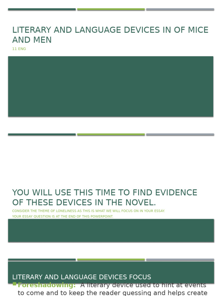 Literary and Language Devices in of Mice and | PDF | Knowledge | Human ...