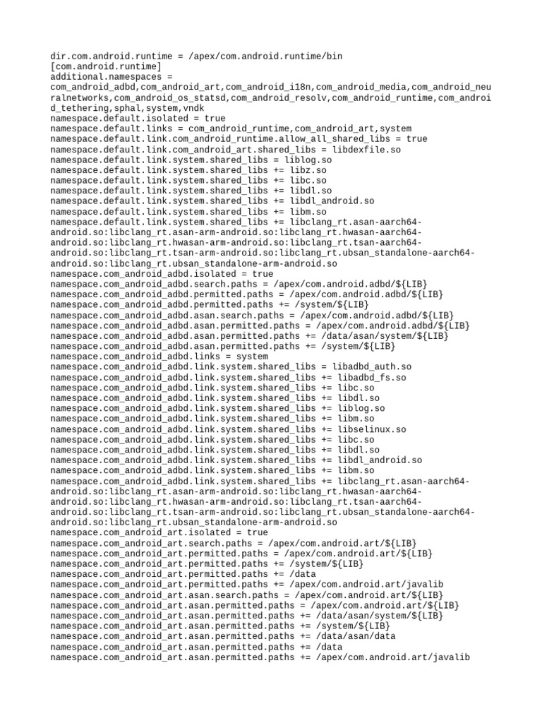 Configuração de Namespaces Android Runtime | PDF