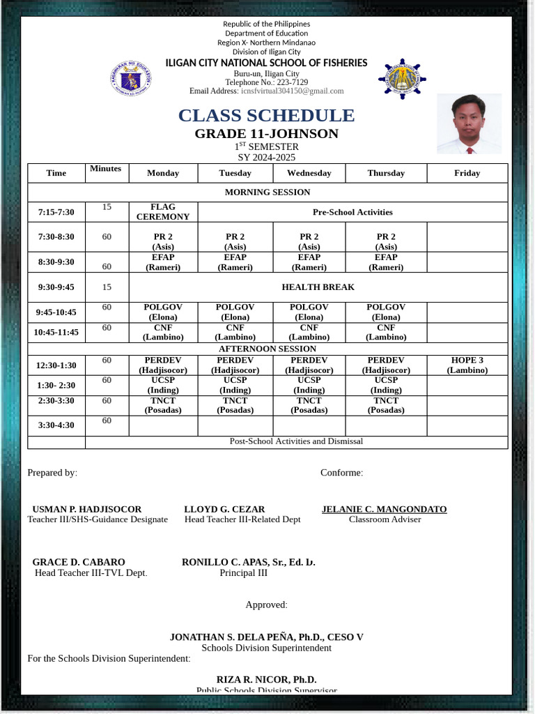 Grade 11 Class Schedule 2024-2025 | PDF | Government