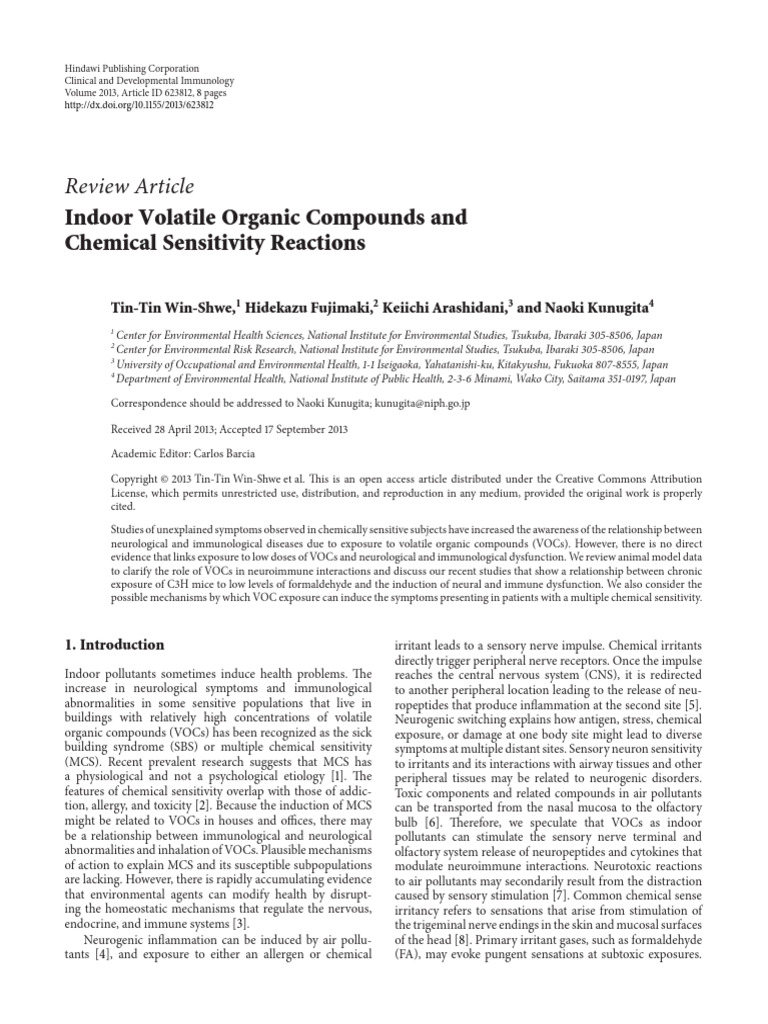 Indoor Volatile Organic Compounds and Chemical Sen | PDF ...