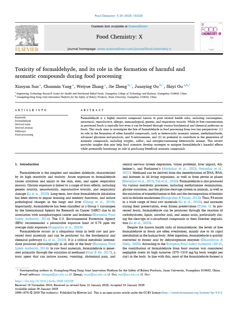 1 s2.0 S2590157525000720 Main | PDF | Formaldehyde | Amine