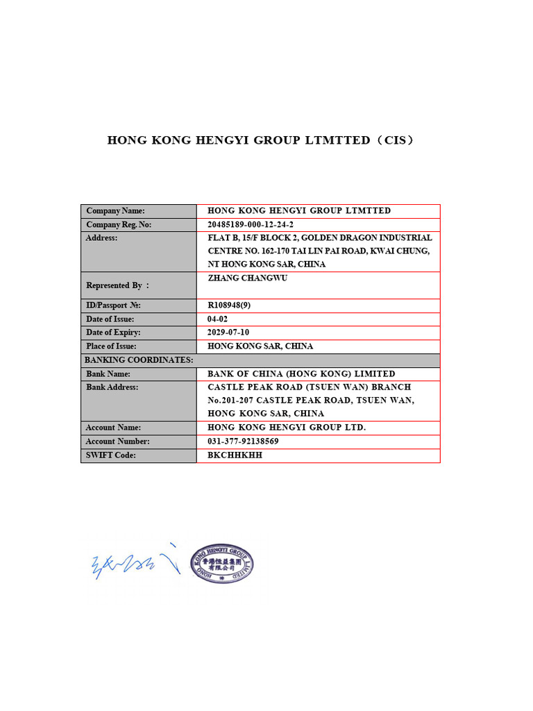 Bank of China HK SWIFT Code Details | PDF