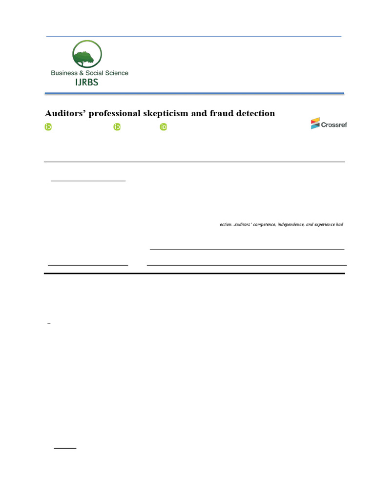 Auditors' Skepticism in Fraud Detection | PDF | Audit | Internal Audit