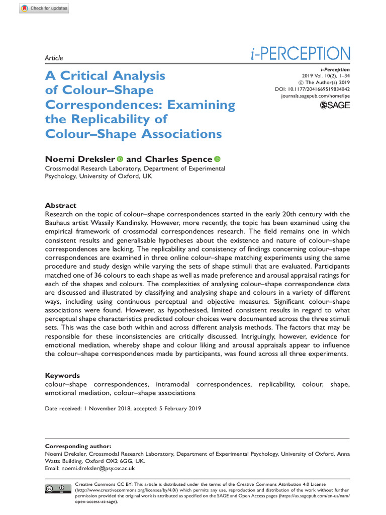 A Critical Analysis of Colour-Shape Correspondences - Examining The ...