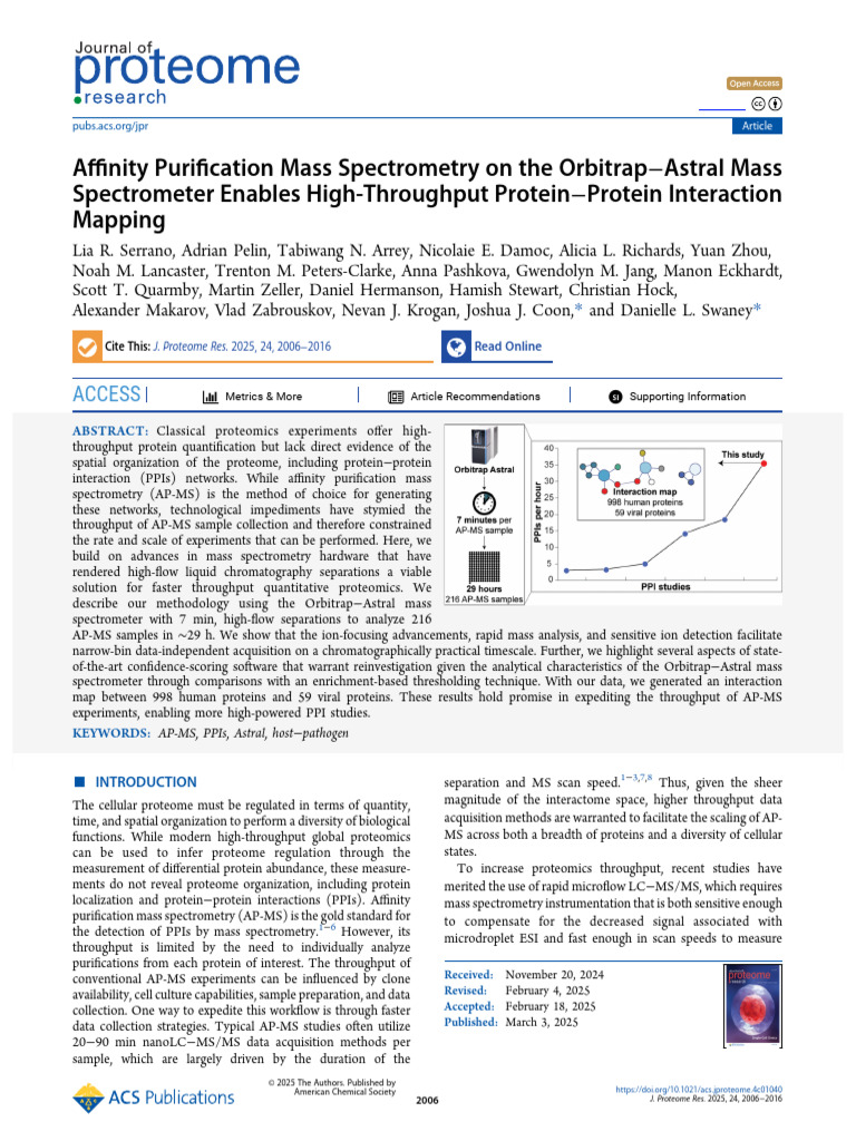 High-Throughput AP-MS with Astral | PDF | Proteomics | Mass Spectrometry