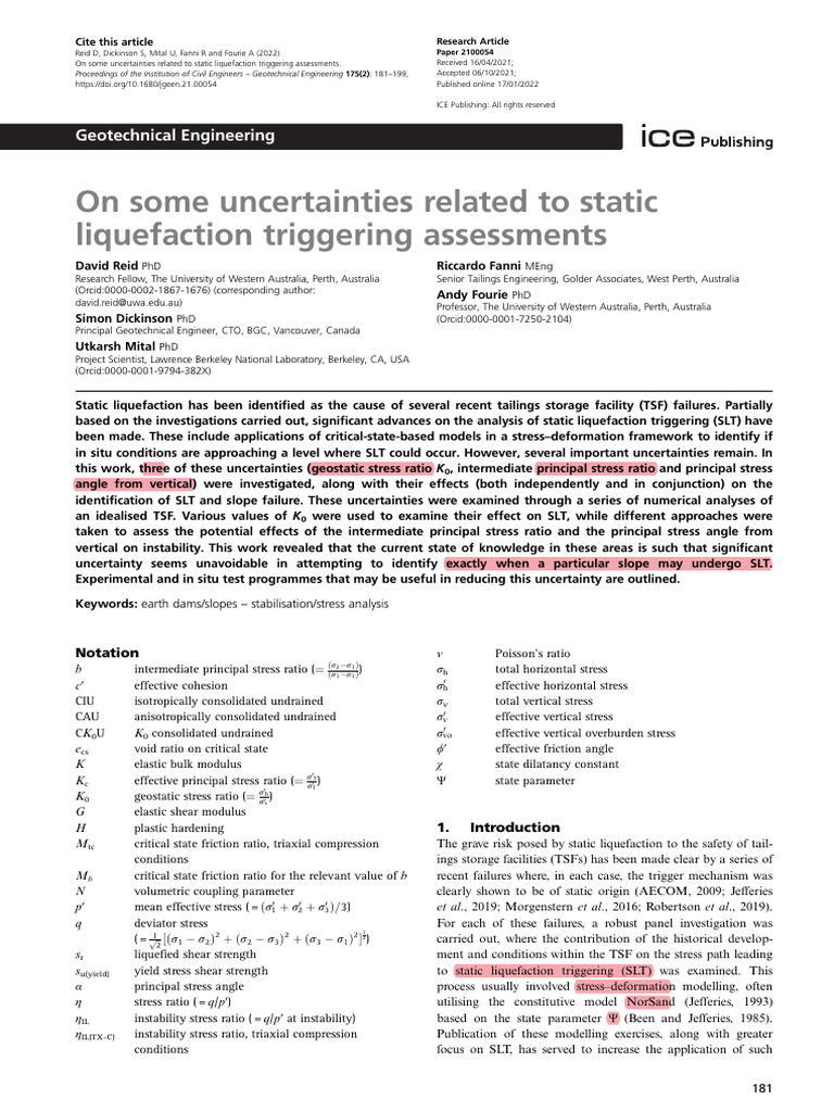 Uncertainties Related To Static Liq Triggering D Reid Et Al | PDF ...