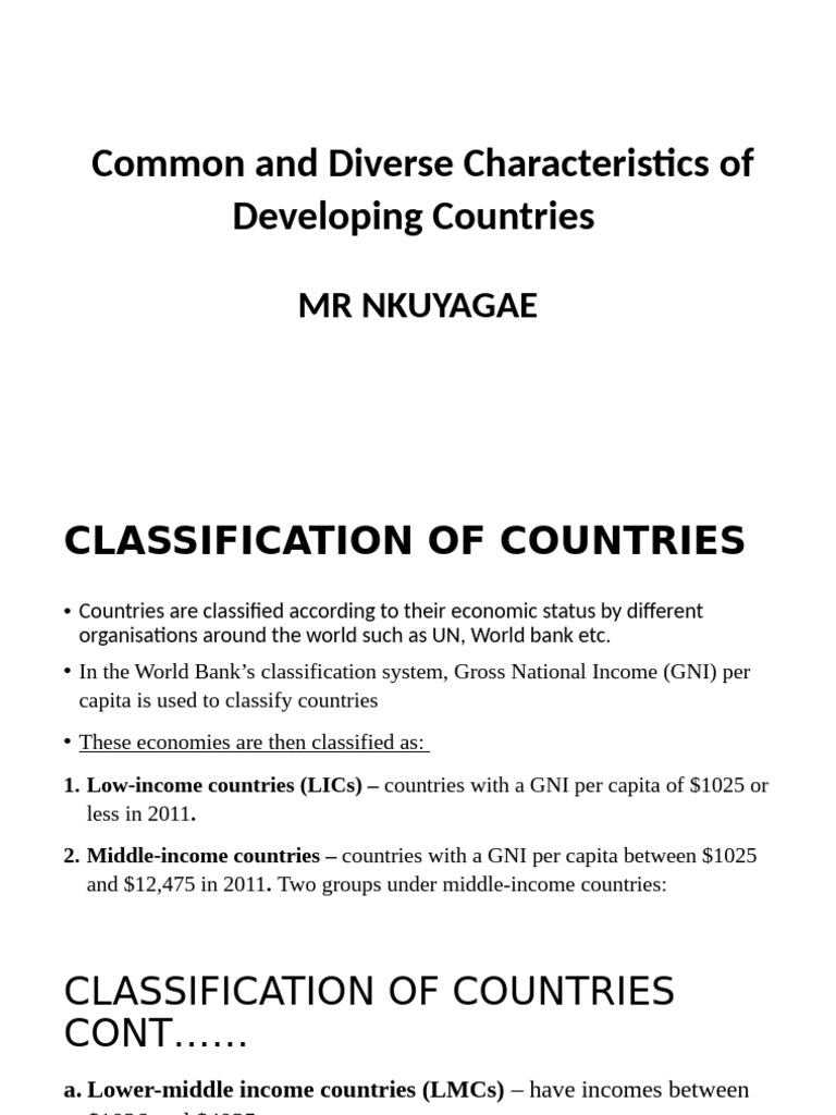 Characteristics of Developing Countries | PDF | Developing Country ...