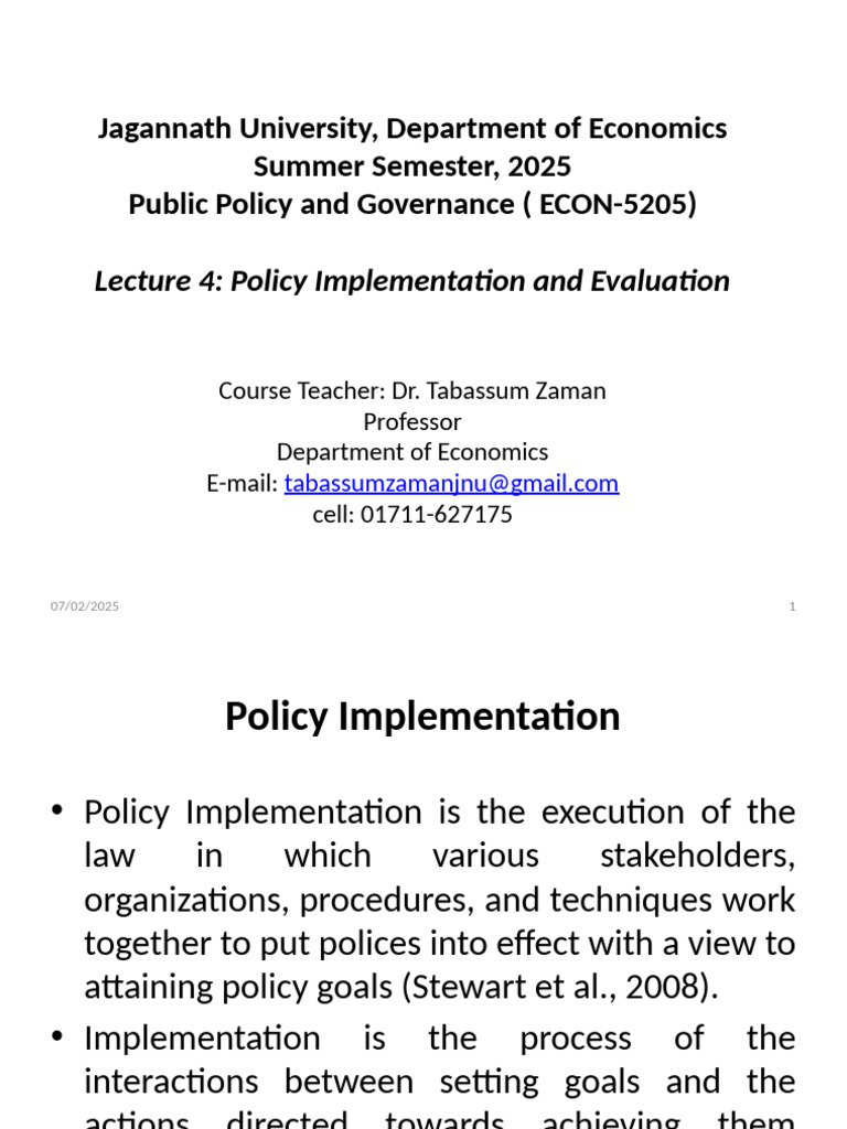 Policy Implementation Models Explained | PDF | Policy | Economies