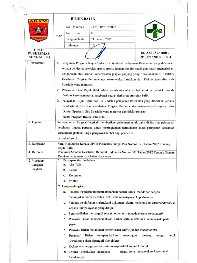 3.7.2.a.2. SOP Rujuk Balik | PDF