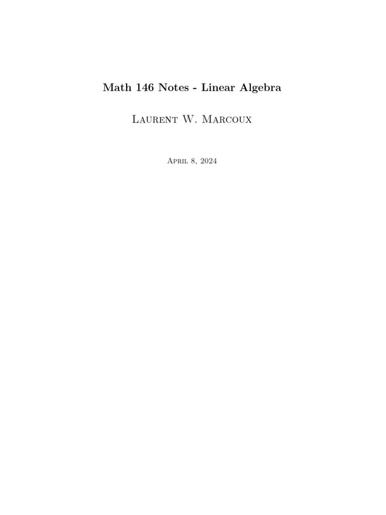 Math 146 Linear Algebra Notes | PDF | Linear Map | Eigenvalues And ...
