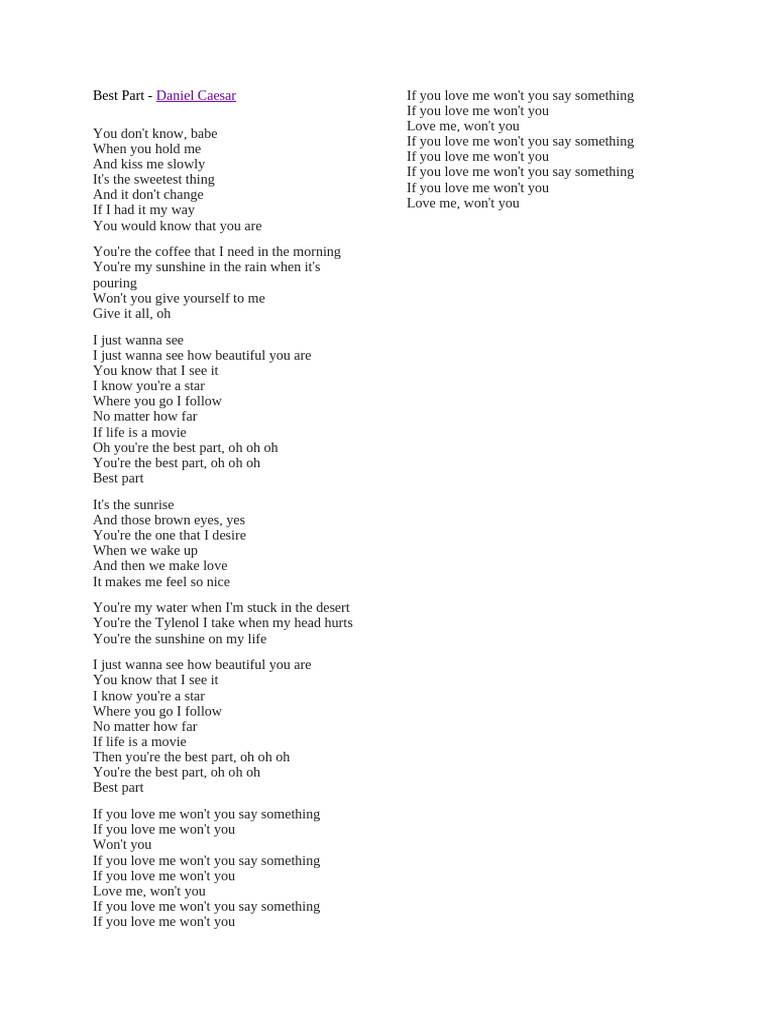 Best Part Daniel Caesar Pdf