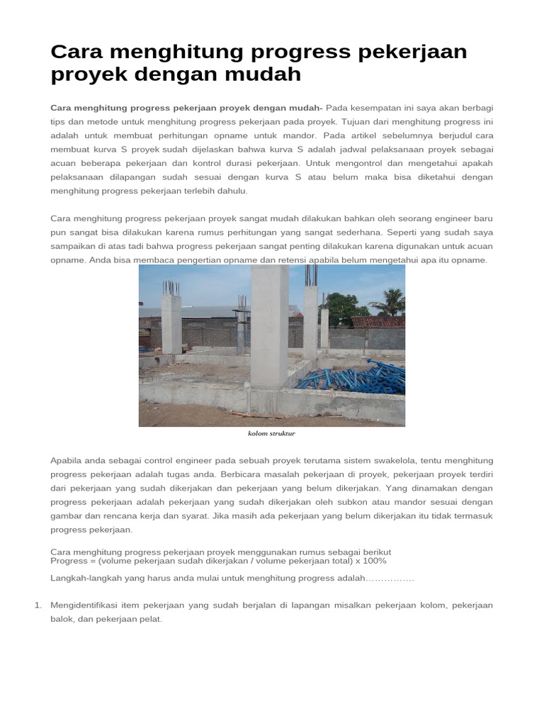 Cara Mudah Hitung Progress Proyek | PDF