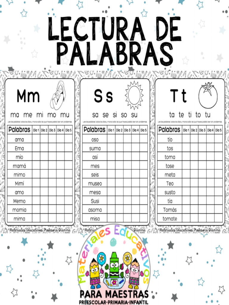 Lectura de Palabras Recopilado Por Materiales Educativos Maestras | PDF