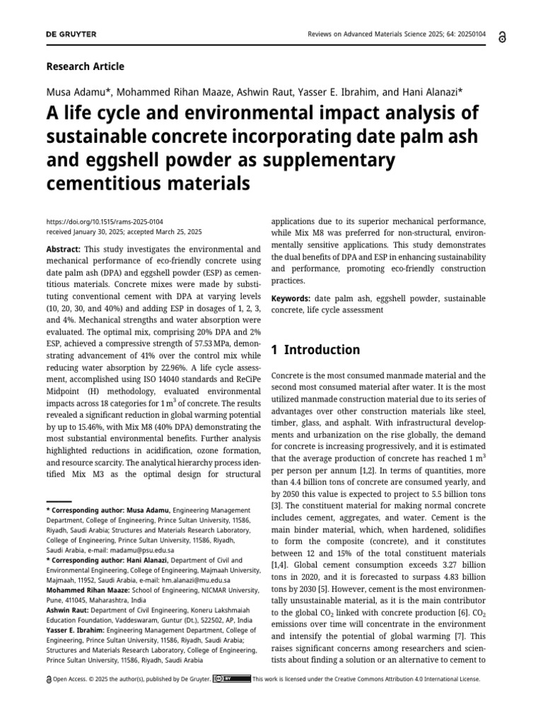 A Life Cycle and Environmental Impact Analysis of | PDF | Concrete | Cement