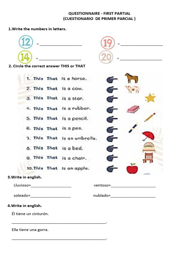Questionnaire 3rd Grade Primer Parcial | PDF