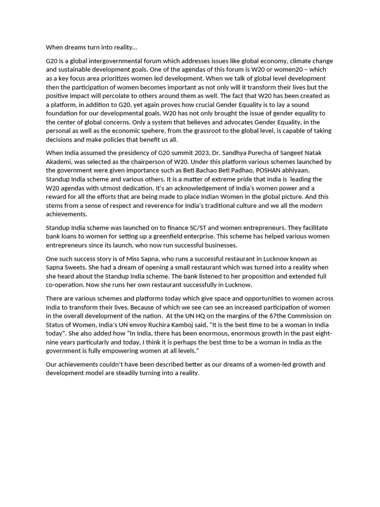 When Dreams Turn Into Reality PDF Economies