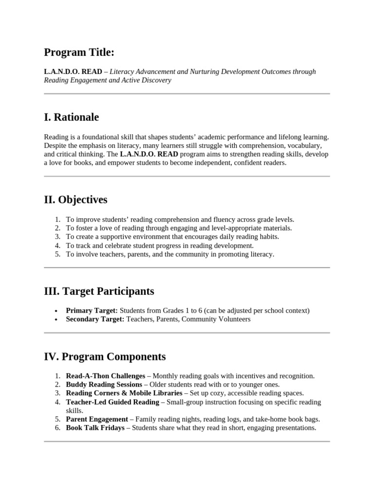 L.A.N.D.O. READ: Enhancing Literacy Skills | PDF | Literacy | Reading ...