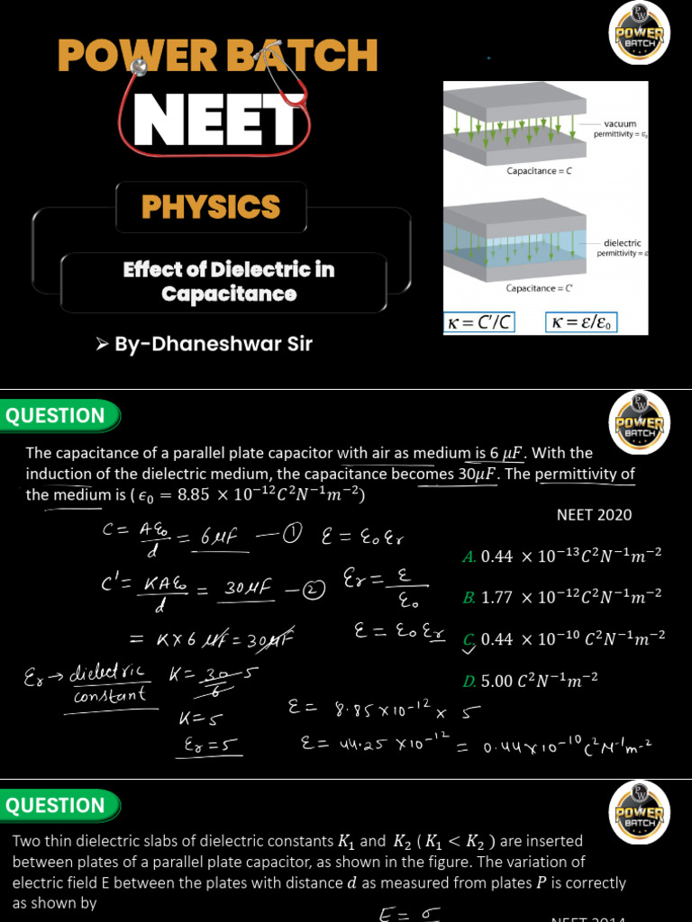 Dielectric Effects on Capacitor Capacitance | PDF | Dielectric ...