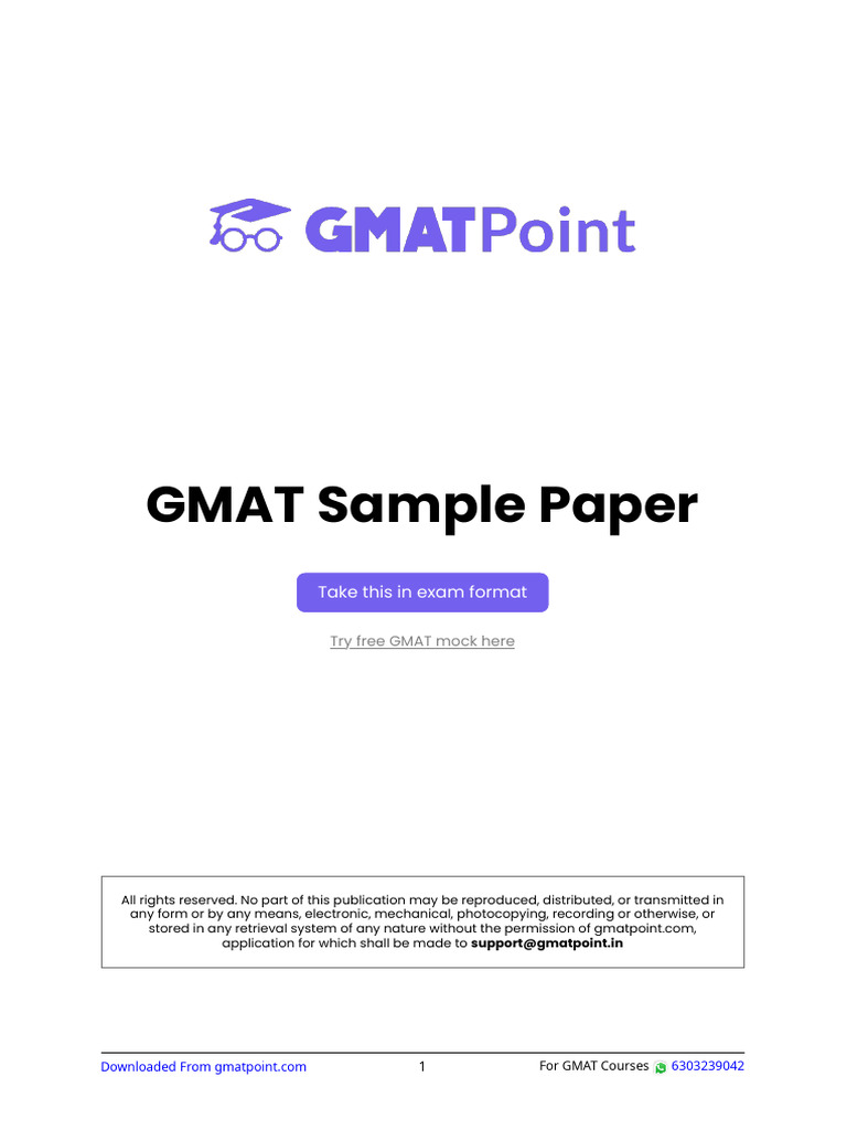 GMATPoint.com Sample Paper | PDF | Graduate Management Admission Test ...