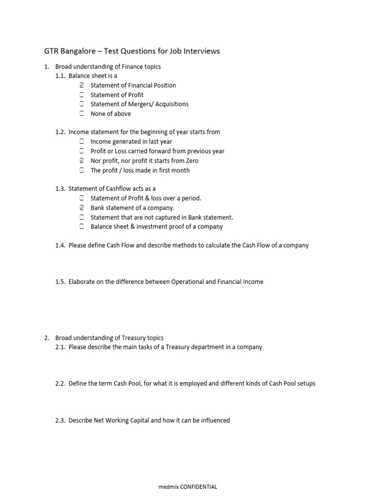 Finance and Treasury Interview Questions | PDF | Bonds (Finance ...