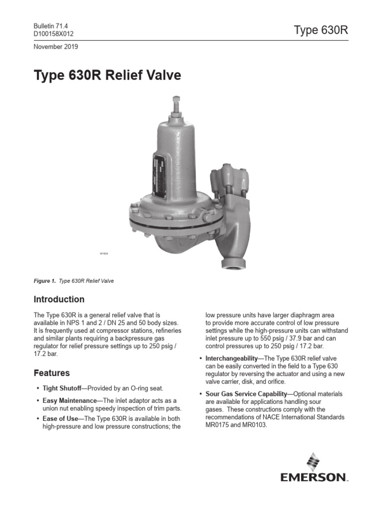 Type 630R Relief Valve Overview | PDF | Valve | Gas Technologies