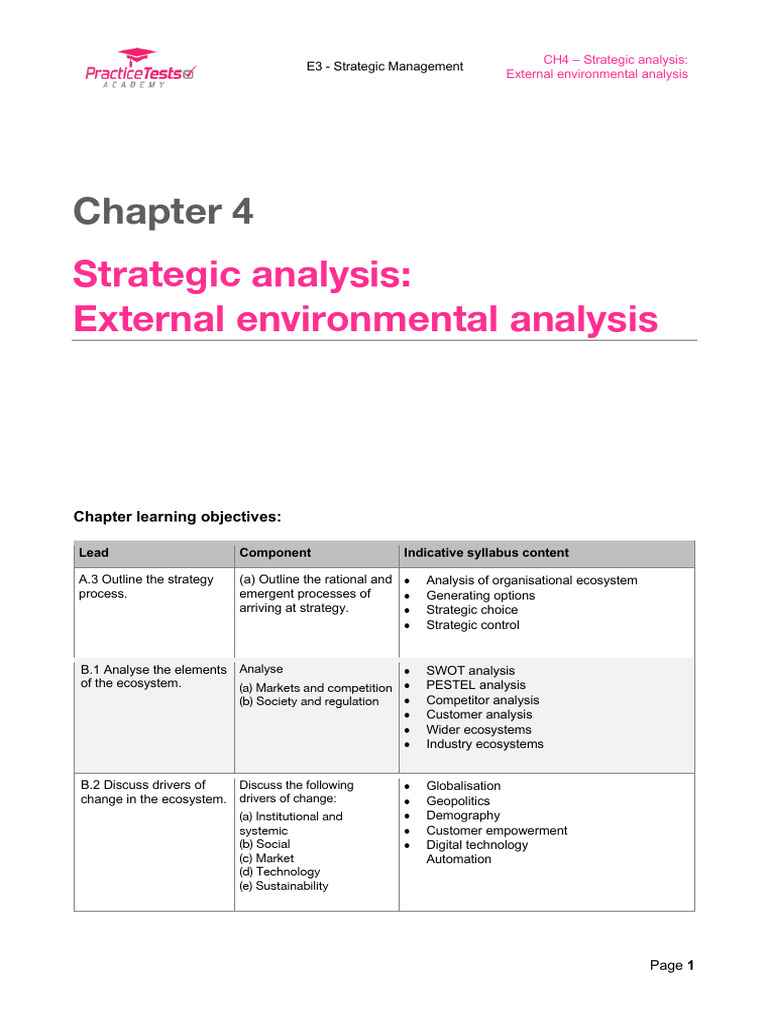 E3 CH4 External Environment Analysis | PDF | Strategic Management ...