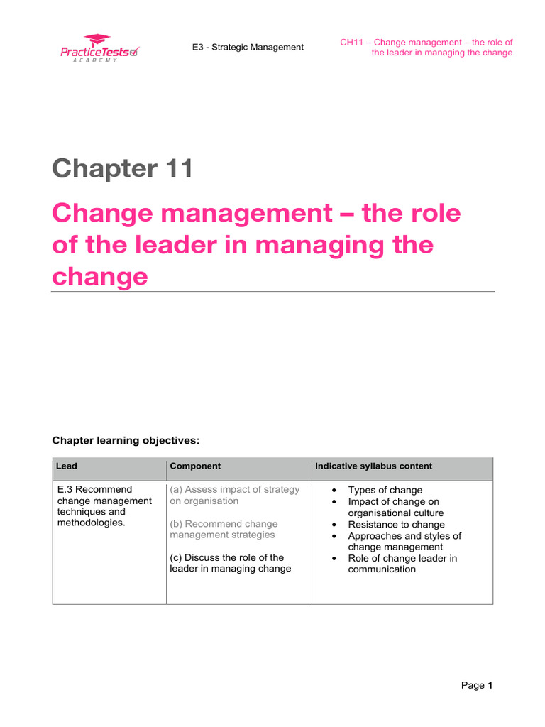 Change Management Leadership Strategies | PDF | Change Management ...