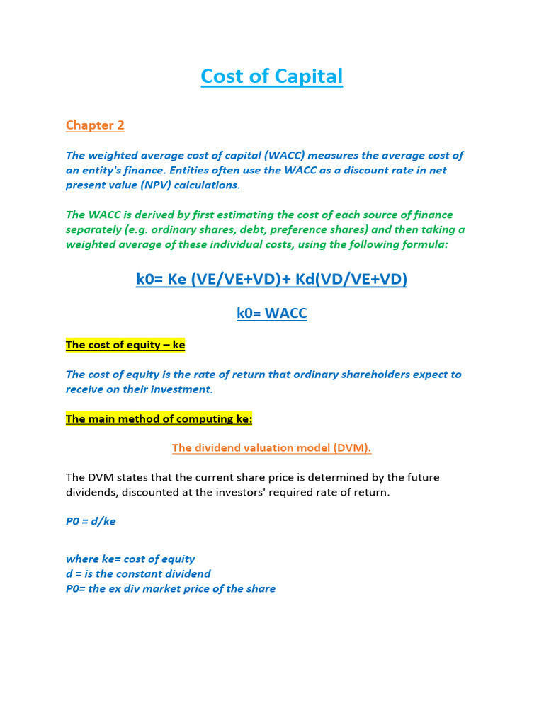 Understanding Weighted Average Cost of Capital | PDF | Cost Of Capital ...