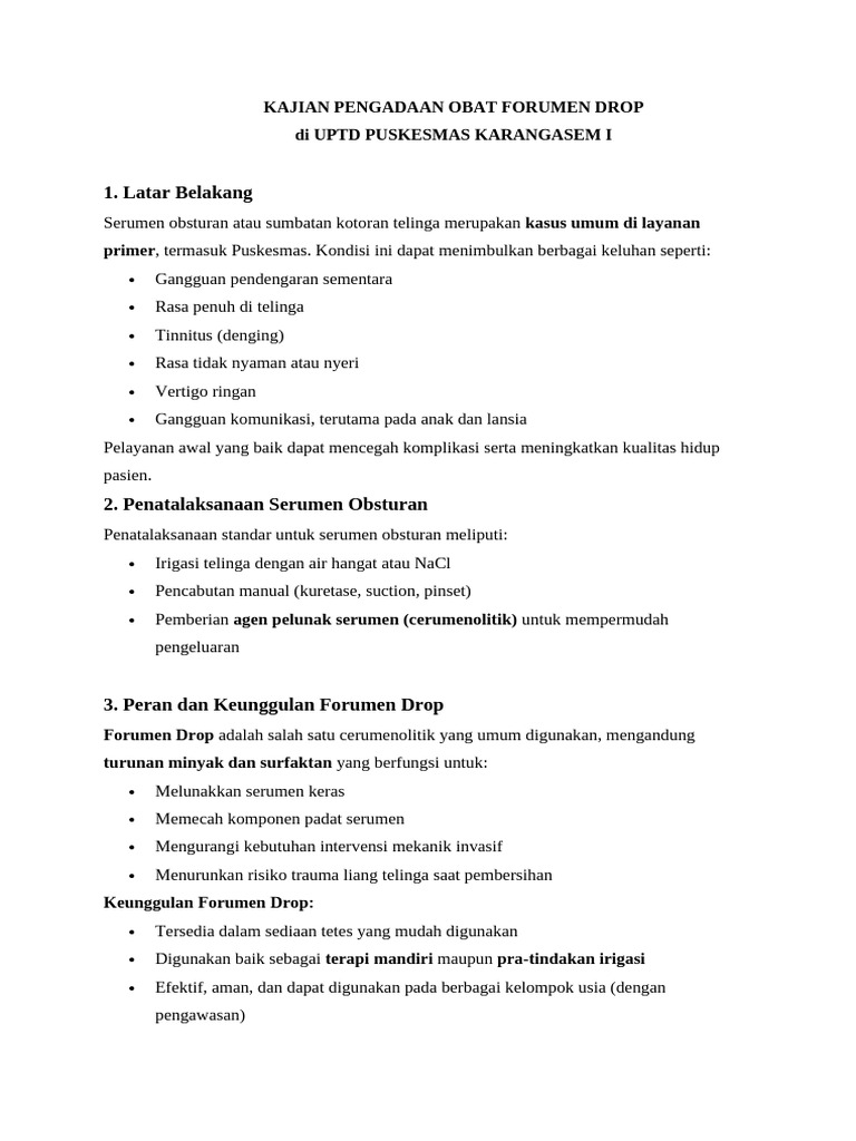 KAJIAN PENGADAAN OBAT Forumen Drop | PDF