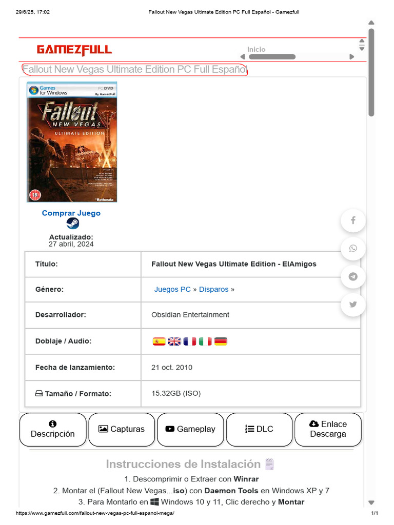 Descargar Fallout New Vegas Español | PDF | Microsoft | Familias de ...