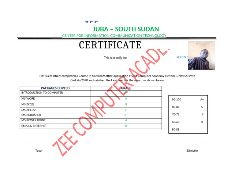 Microsoft Office Course Completion Certificate | PDF